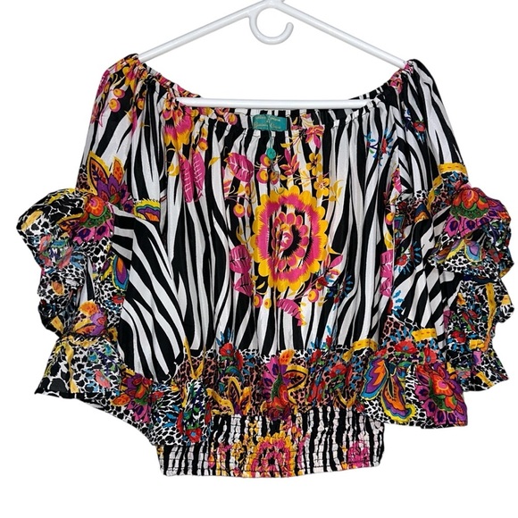 Antica Sartoria Tops - Antica Sartoria  By Giacomo Cinque Floral Off The Shoulder Crop Top